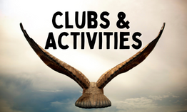 eagle flying in sky with words clubs & activities 