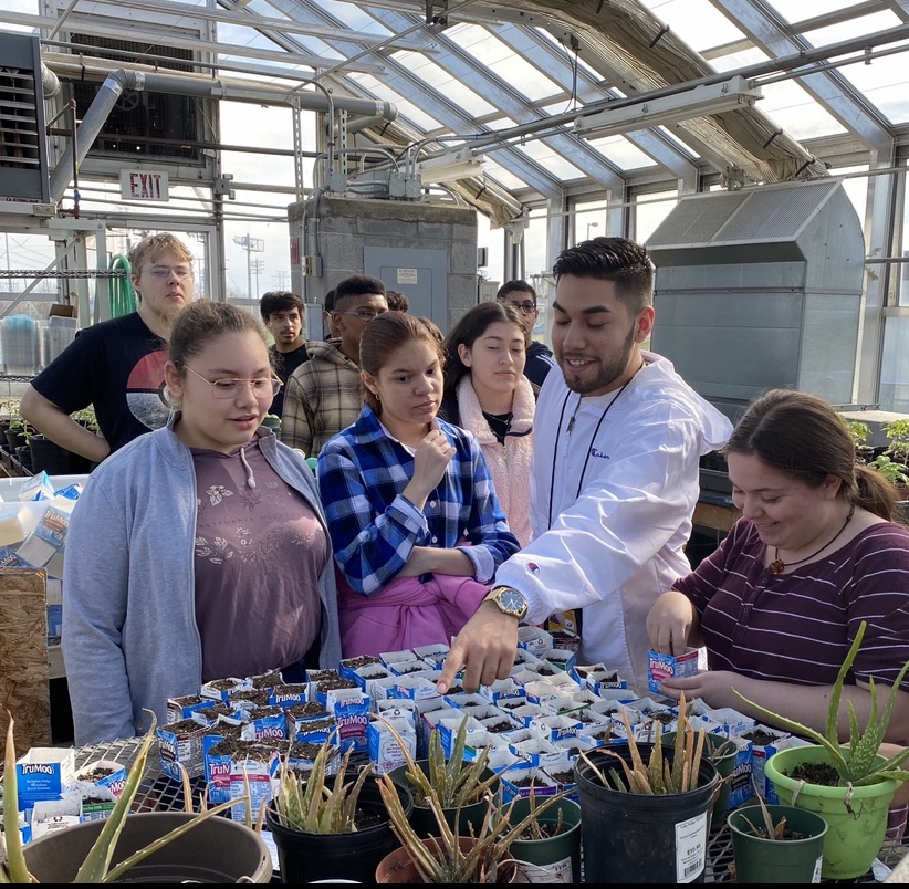 CENS students reuse milk cartons from the cafeteria
