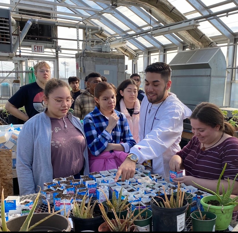 CENS students reuse milk cartons from the cafeteria