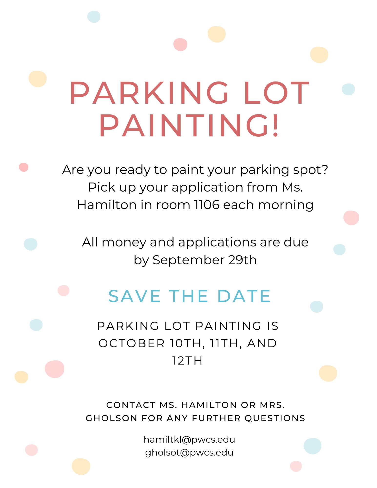 parking lot painting flyer (text below) 